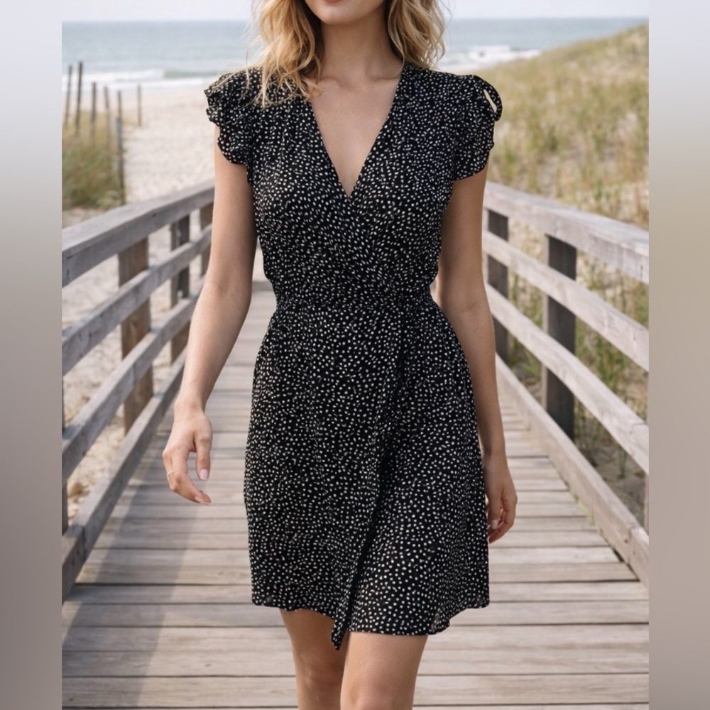 Zara Black and White Polka Dot Dress Sz S mini
